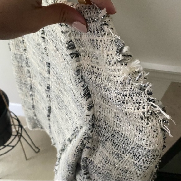 ZARA Cream Black Tweed Crop Blazer Jacket - Picture 6 of 7